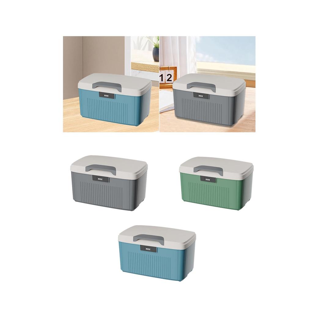 Lockable Storage Box Large Capacity Household Portable with Combination Lock Grey