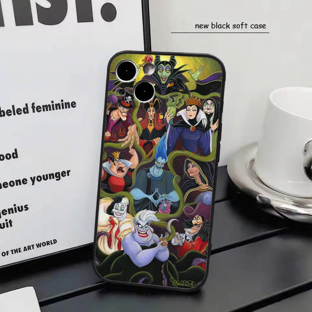 Disney Villains For iPhone 17 Air 16 15 14 13 12 11 Pro Black Soft Cover Phone Case
