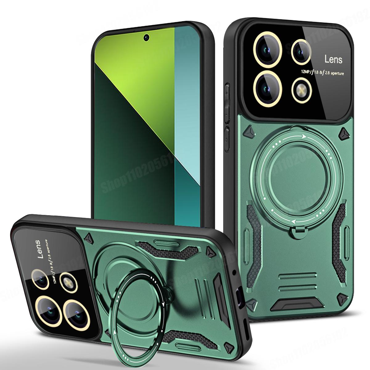 

For Magsafe Wireless Charger Case Funda For Redmi Note 14 Pro Plus 13 13 12 11 10 Pro Plus Magnetic Ring Stand Armor Phone Cover Note 14 Pro 5G