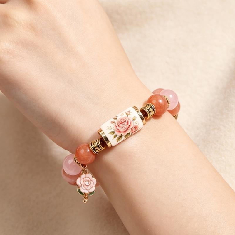 Birth Flower Bracelet Gift Box Beaded Stretch Bracelet Jewelry with Floral Centerpiece for Sentimental Birthday Giving