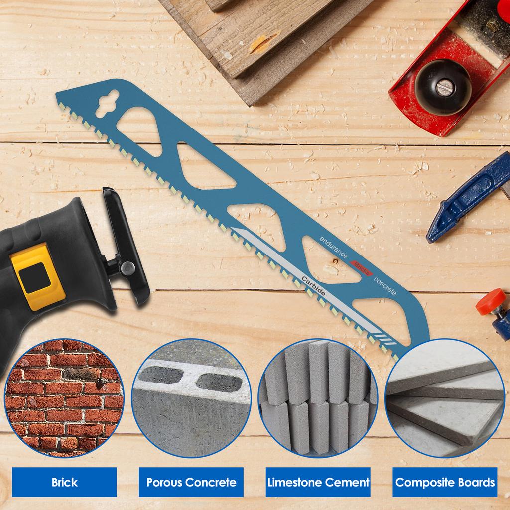 Reciprocating Saw Blade 10/12/18/20in Hard Alloy Saber Saw Aerated Cement Bricks Concrete Stone Demolition Cutting Tools