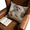 Square Pillow Case White Dog Print For Home Decor Window Seat Cushion