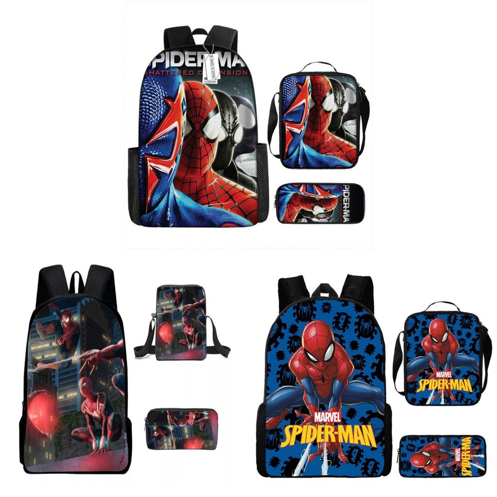 Spiderman School Backpack Set With Oxford Fabric Breathable Waterproof For Kids