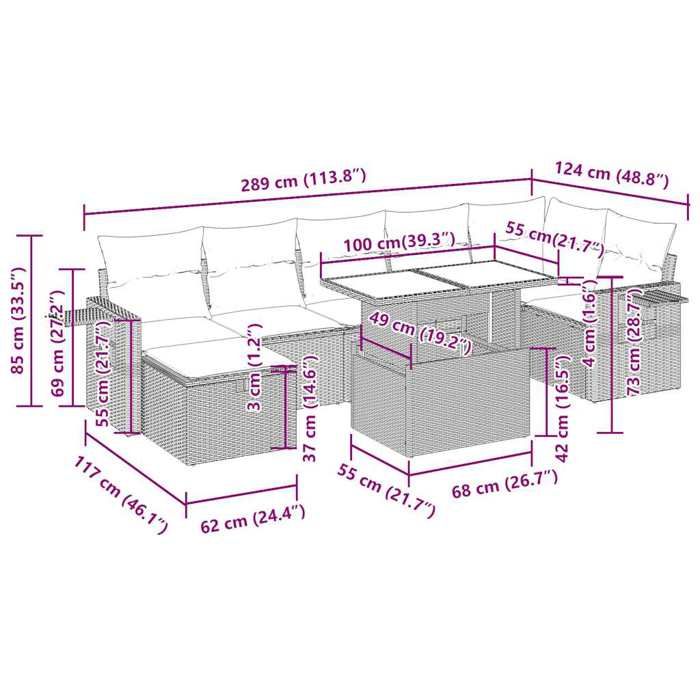 VidaXL Garden Lounge Set 8pcs with Grey Cushions Wicker, Outdoor Sofa Set, Garden Furniture 3327871