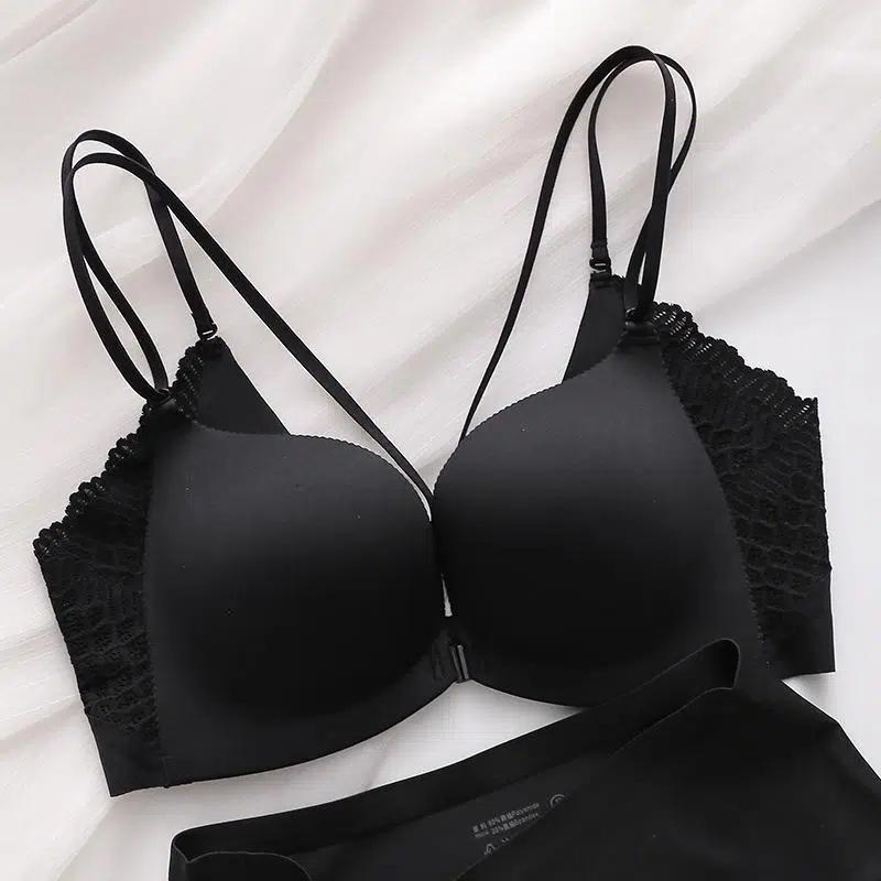 Front buckle seamless beautiful back bra without steel ring bra, large chest showing small seamless women's smooth surface gathering bra cover