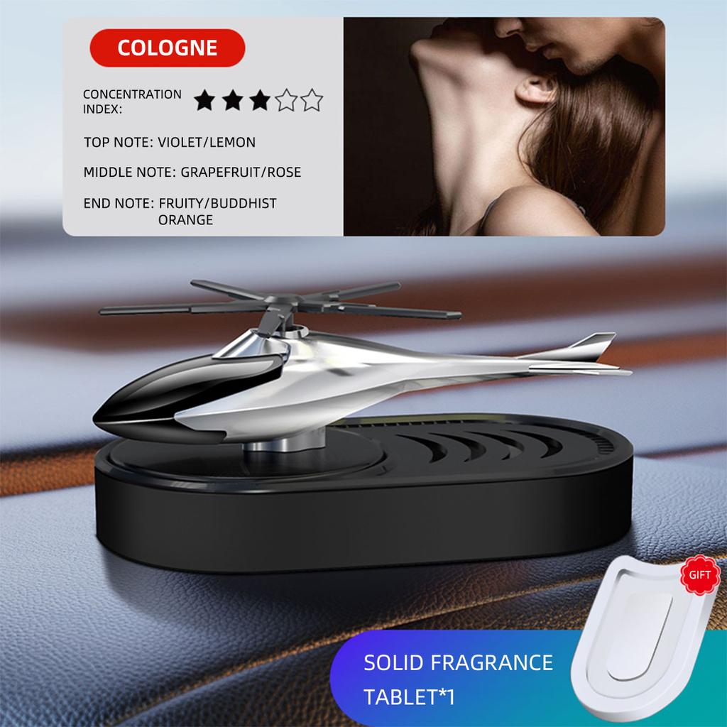 Solar Car Air Freshener Helicopter Airplane Aroma Diffuser Cologne Ocean Blue Wind Chime Fragrance Auto Interior Decoration