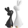 Black and White Rabbit Desktop Small Ornament Resin Handicrafts Office , Living Room Decoration Creative Soft Decoration