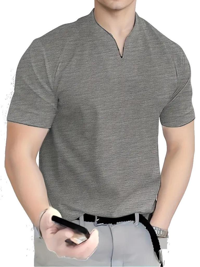 2023 Men's Summer Muscle Fit Elastic Cotton V-Neck T-Shirt - European Size
