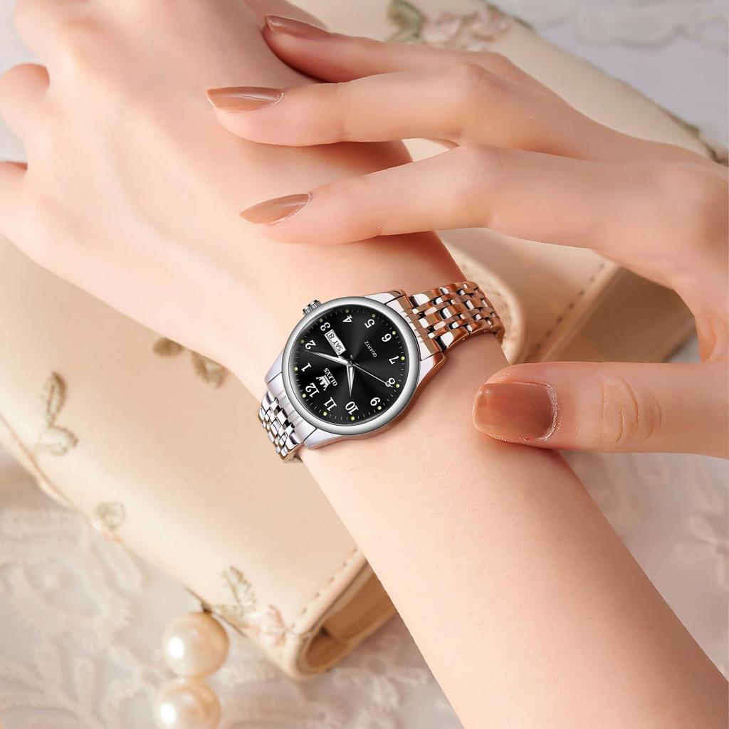 OLEVS Analog Popular Business Stylish Stainless Steel Arm Watch for Cute Watch for Black Fashionable Simple Pressure Resistant Easy To Casual Watch