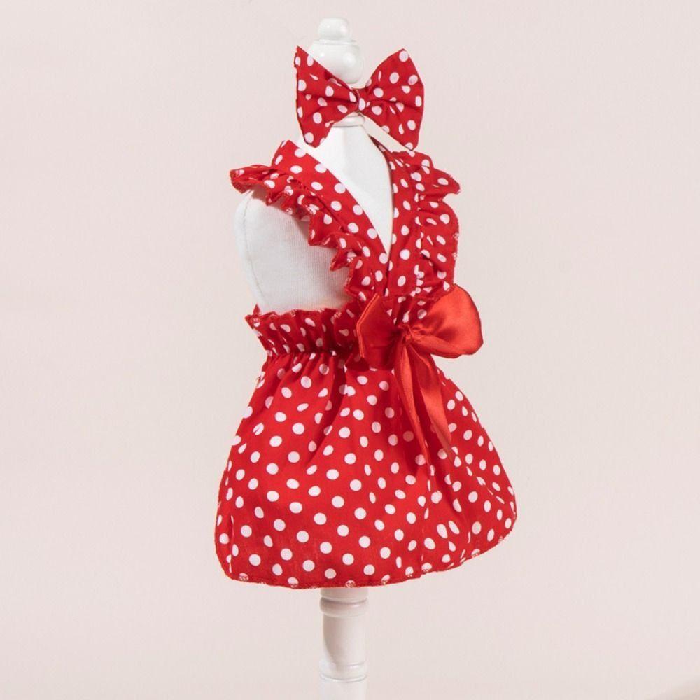 Bow Headband Pet Skirts Flying Sleeve Pet Dress Cute Cat Dog Princess Dress  Spring Summer