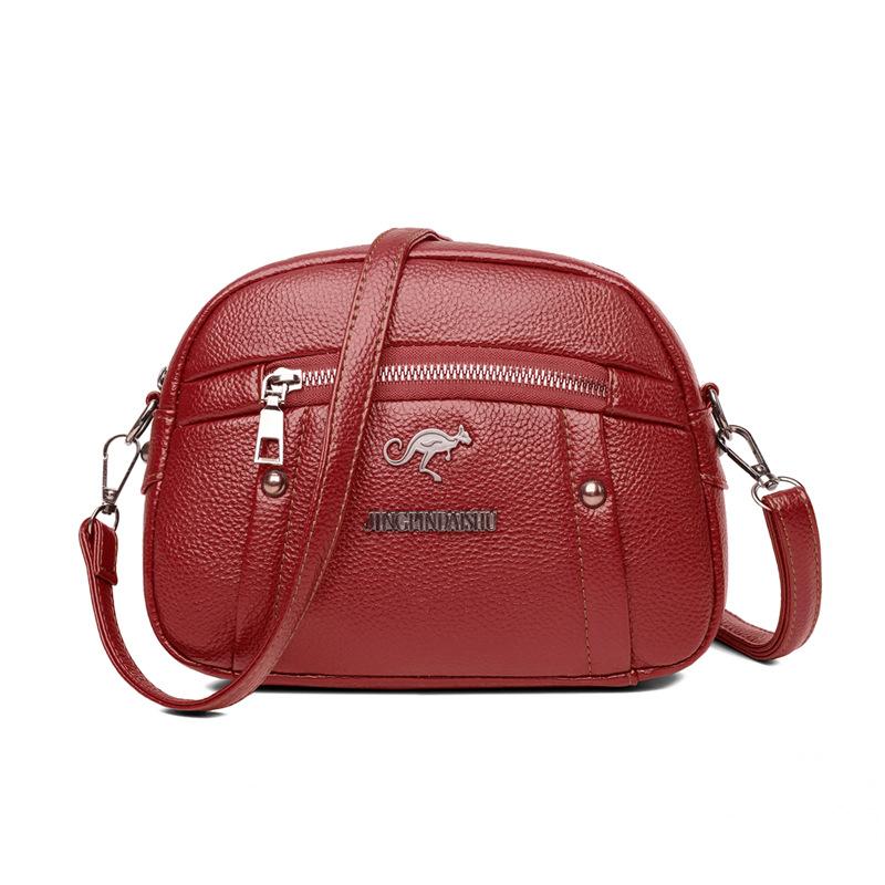 Soft leather textured shoulder bag, fashionable solid color crossbody bag, simple large capacity small square bag