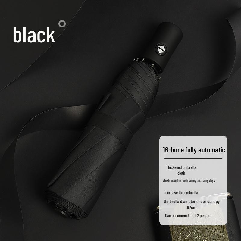 

Dual-Use Automatic Folding Umbrella – Large Black Anti-UV Sun and Rain Parasol
