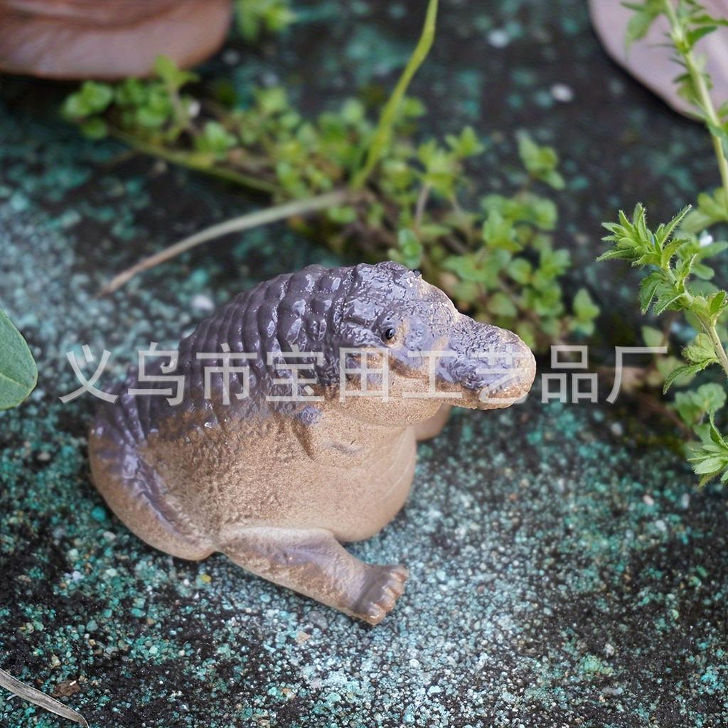 Little crocodile tea set decoration cute mini children's gift home desktop resin handicraft ornament