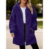 Damen Plüsch Reißverschluss Jacke Mit Kapuze Locker Langarm Pelzig Strickjacke Winter