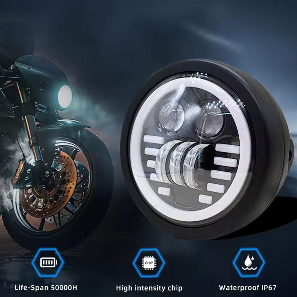 6.5 Inch Motorcycle LED Headlight White Yellow Dual LED Low Motorbike Light Headlights Color Beam High Spot S9R6