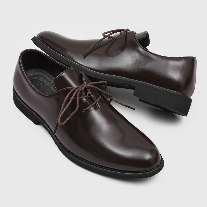 Cleanfit pointed minimalist commuter derby shoes brown thin-soled casual leather shoes men's A13