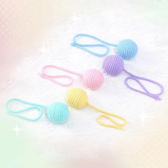 Cotton String Ball Teething Toy Built-in Sand Rattle Interactive Rope Toy Bite-Resistant Tooth Grinding Cat Play Toy for Pet