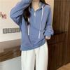 With Hat Hoodies Women Pure Color Chic Kangaroo Pocket Leisure Drawstring Zipper Autumn Trendy Newly Simple All-match Loose Kpop