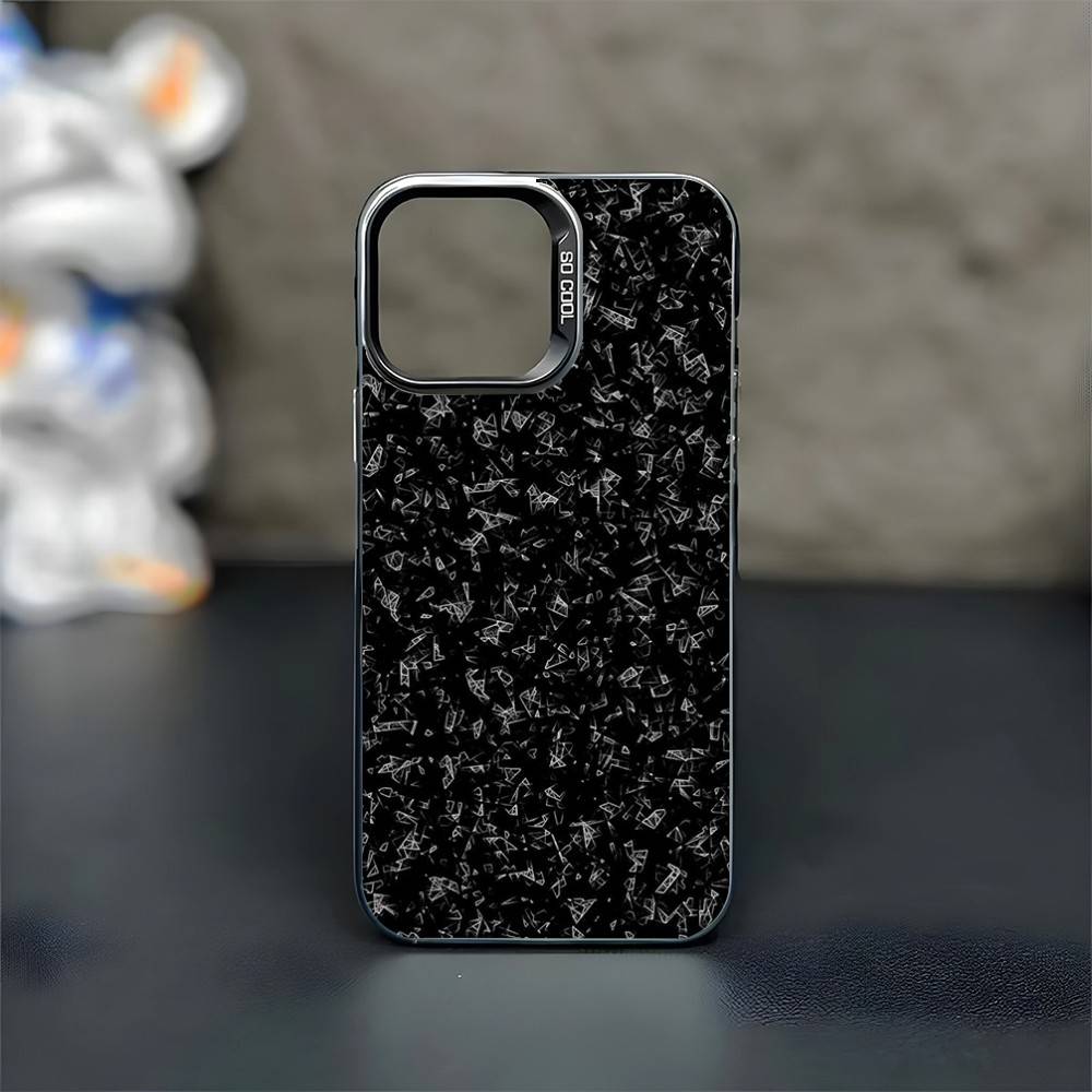 

Чорний матовий протиударний чохол для iPhone 17, 16, 15, 14, 13, 12, 11 Plus, Pro Max з малюнком під карбонове волокно iPhone13