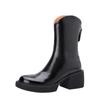Genuine Leather Chunky Heels Ankle Boots Women Platform Shoes Autumn Winter Ladies Black Chelsea Short Boots Shoes Bottine Femme