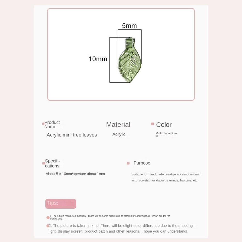 Transparent Green Acrylic Leaf Beads Leaf Shape Charms Leaf Shape Beads DIY Jewelry Making