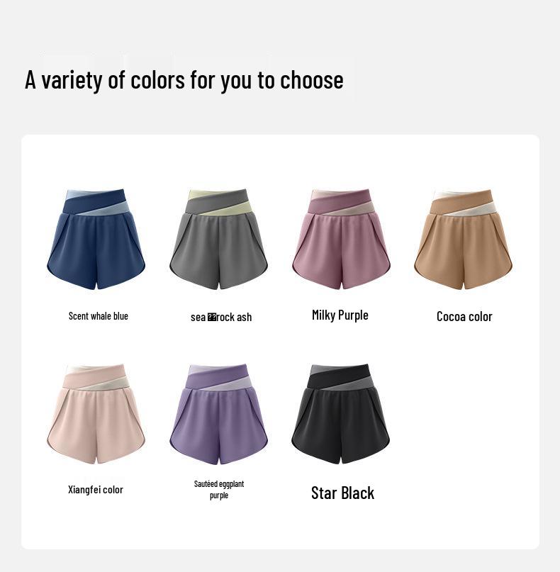 Women's High-Waist Quick-Dry Colorblock Yoga Shorts with Side Pockets
