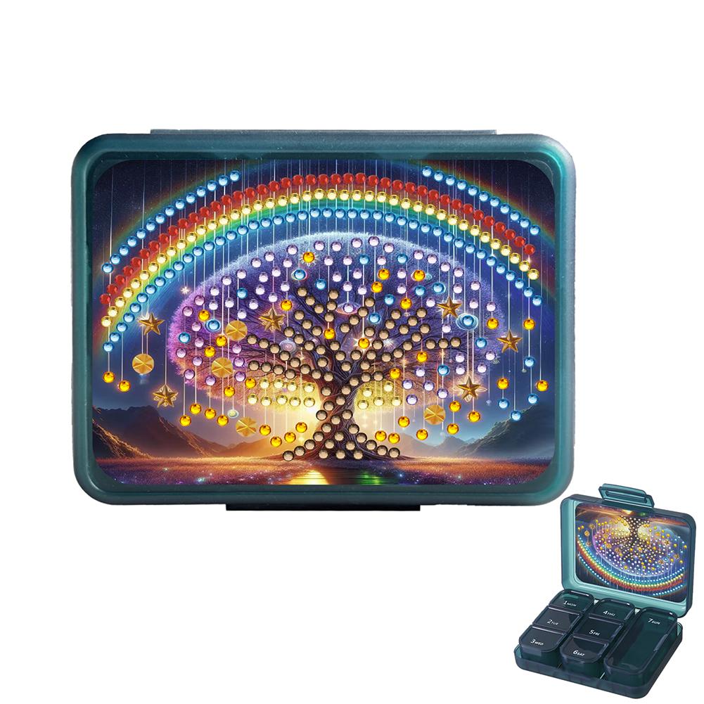 Diamond Art Pill Box Mini Travel Portable Storage Box Rectangular Medicine Box Diamond Painting DIY Blingbling Pill Case Pastill