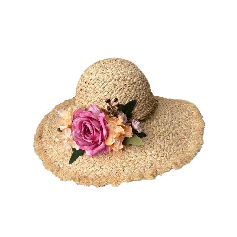 Summer French raffia hat women's summer vacation versatile sun hat flower big brim sun protection beach hat