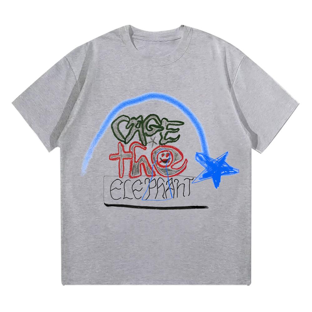 

Cage The Elephant Doodle T-Shirt Cage The Elephant Band Printed Short Sleeve Tees Fashion Female Clothes Cotton Soft Top Unisex 4XL