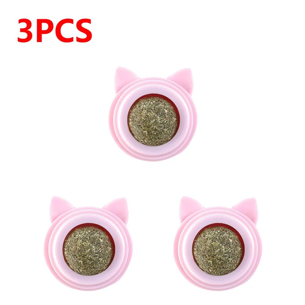 1-3pcs Pet Catnip Toys Wall Ball Licking Snacks Safety Healthy Rotatable Lick Ball Toys Teeth Cleaning for Cats of All Breeds