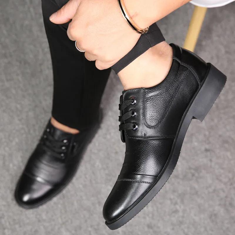 Men's Shoes, Leather Shoes, Casual Autumn and Winter Plus Velvet To Keep Warm, Business Men's Leather Shoes