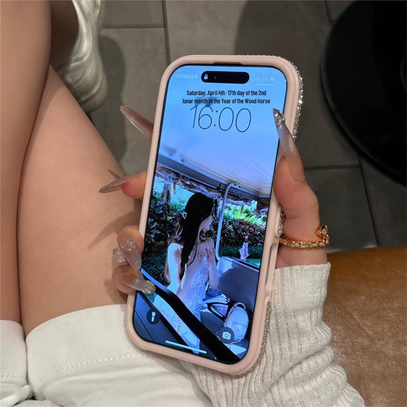 Premium Glitter Window Phone Case for iPhone 17 Pro with Full Diamond Lens Cover
