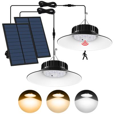 1/2 Piezas Luz Colgante Solar Luz Solar para Cobertizo Exterior Lámpara Solar con Sensor de Movimiento Para Cobertizo Garaje Patio 3 Modos de Color Impermeable IP65