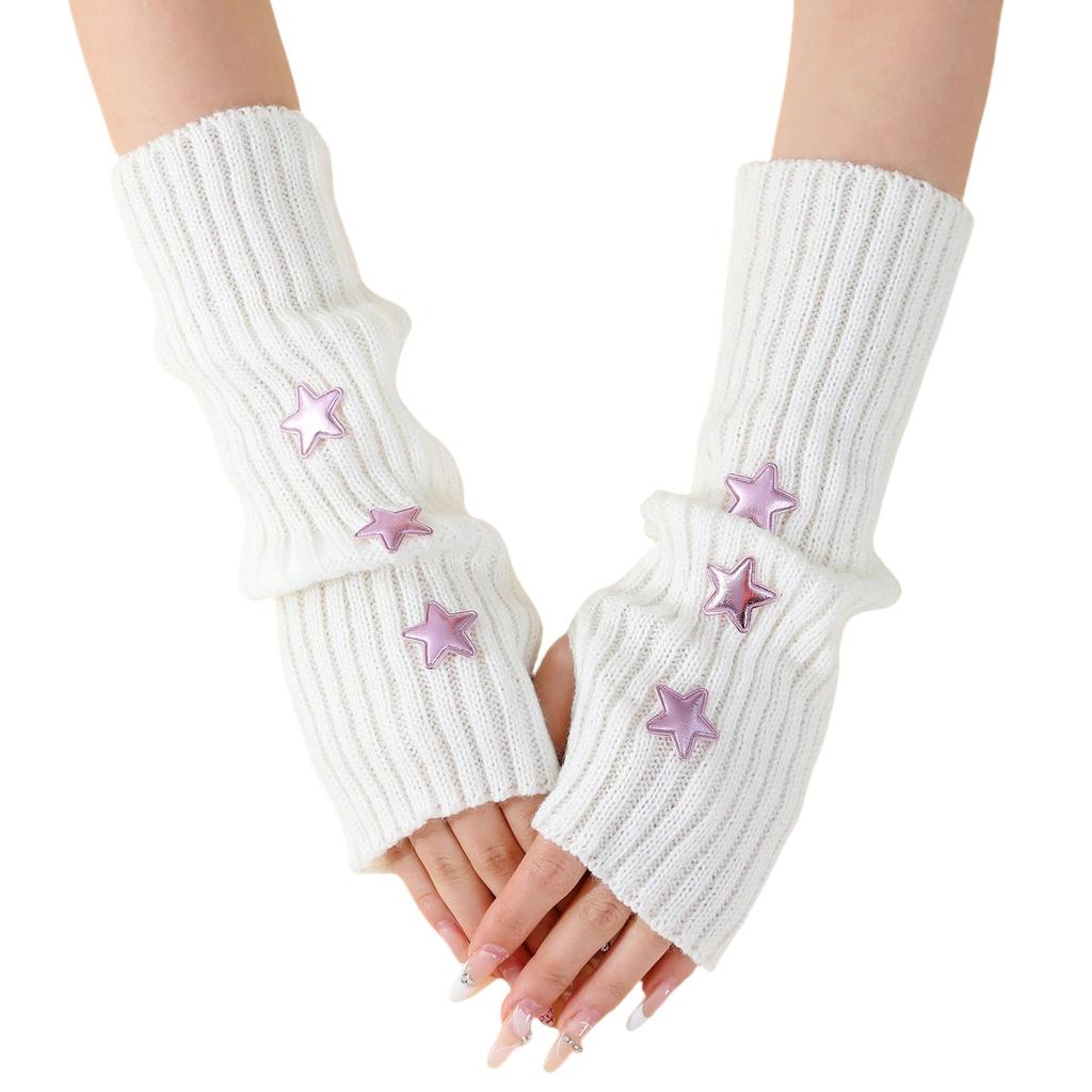 College Wind Pile Exposed Finger Sleeves Autumn and Winter Knitted Woolen Warm and Cold Proof Gloves