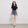 Women's Ruffle Asymmetric Off-Shoulder Slim T-Shirt