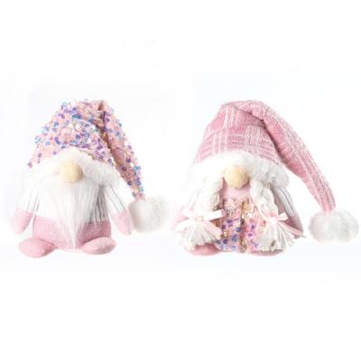Pink Dwarfs Christmas Decorationtoy With Sequined Hat/Dress,Embroidered Detail, Plushie Feel Mini Plushie Toy