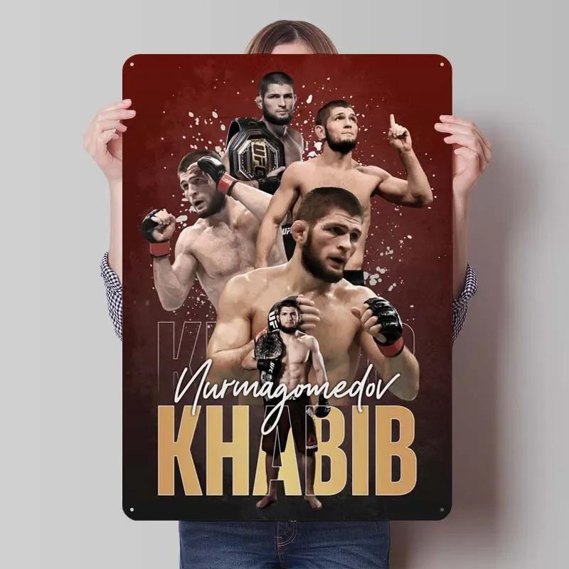 Khabib Metallskylt Boxningsaffischer Dekoration för Heminredningsartiklar Vintage Plåtskylt Plakett för Väggkonstdekoration Kaffebar
