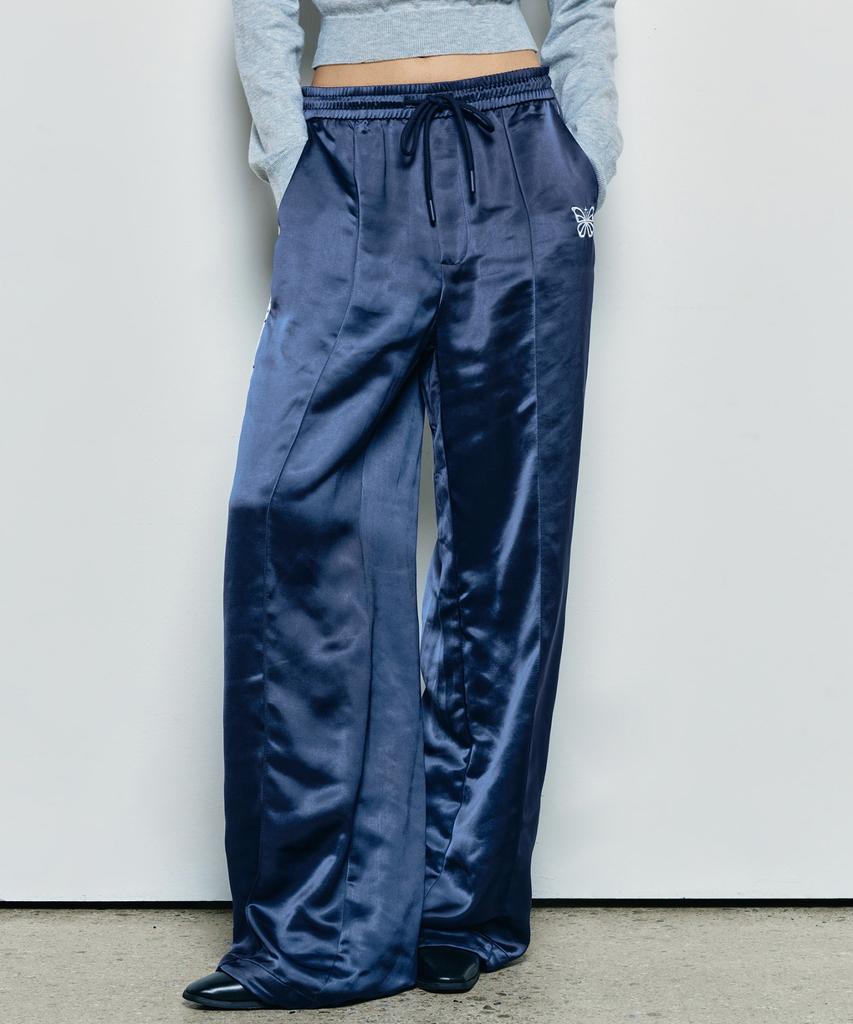 Nigaennikol Dot Double Line Satin Pants_Navy