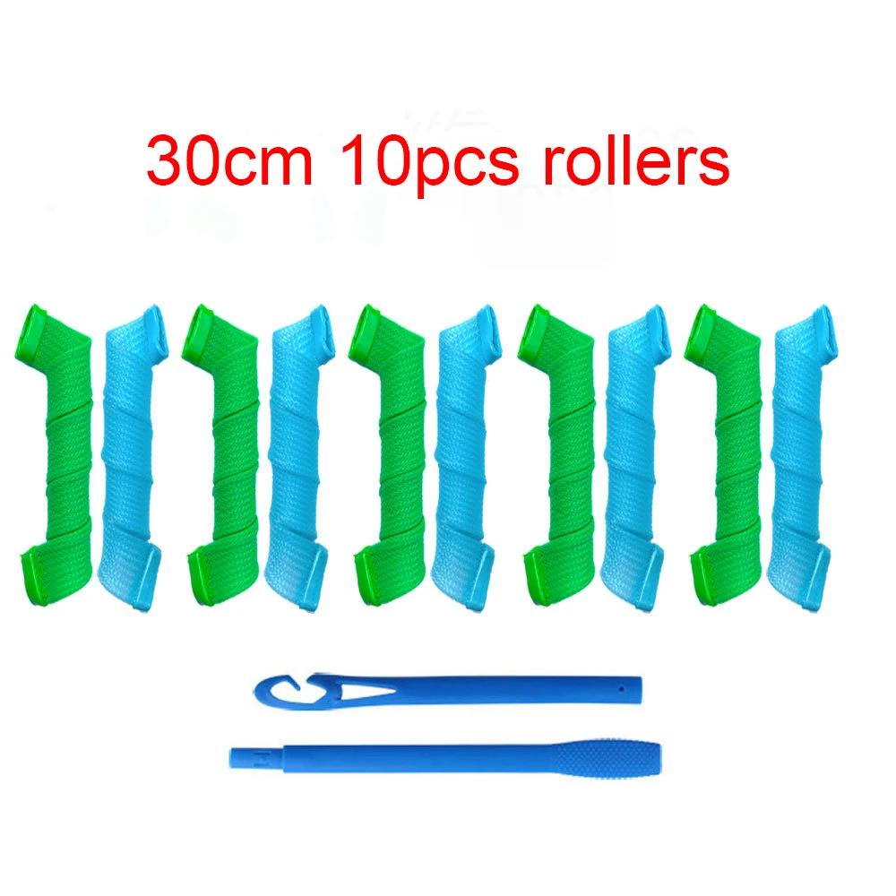 12/18/10pcs Hair Curler Rollers Women Spiral Curls Heatless with 2 Pcs Hooks DIY Wave Shape Rollers Spiral Round Curls Hair Tool
