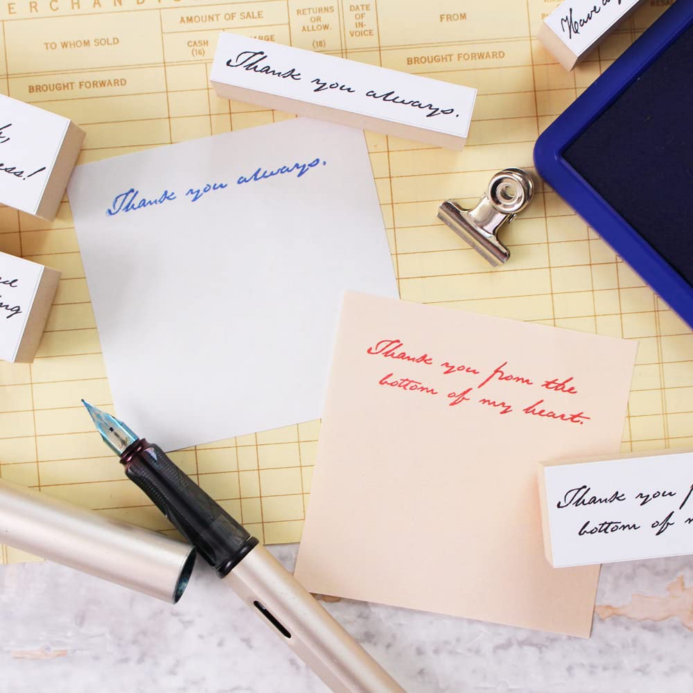 Stylish Birthday Thank You Message Birthday Thank Letter Wooden Rubber Stamp Made in Japan Stamps, Card, You, Cursive, Antique-Style Stamp, Set, Gift,