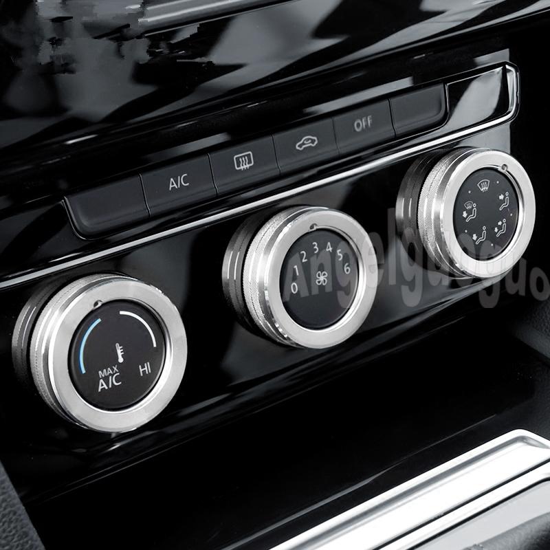 For Volkswagen Golf 7 MK7 2014- T-Roc Aluminum Alloy Air Conditioning Knob Cover Control Switch Decoration Ring Car