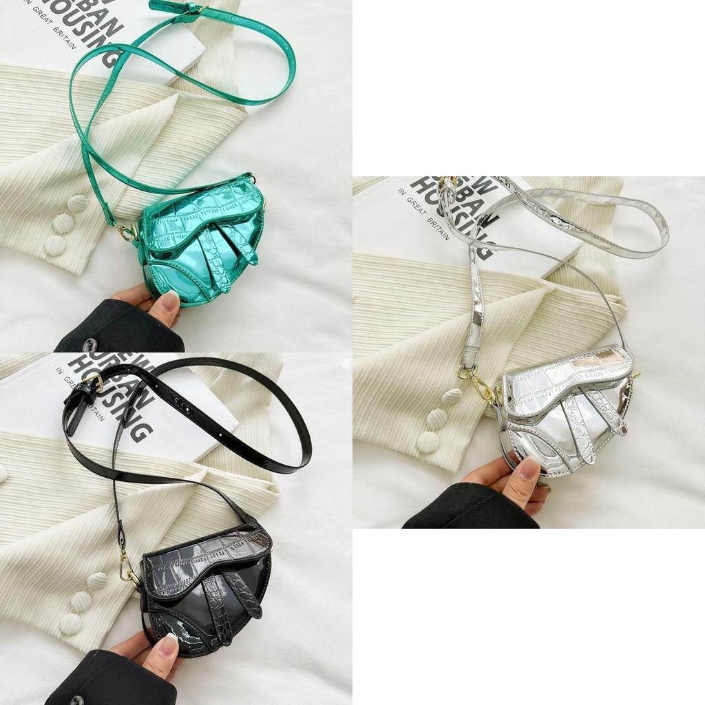 Fashionable Patent Leather Shiny Kids Mini Crossbody Bag Breathable Pure Color Child Shoulder Bag