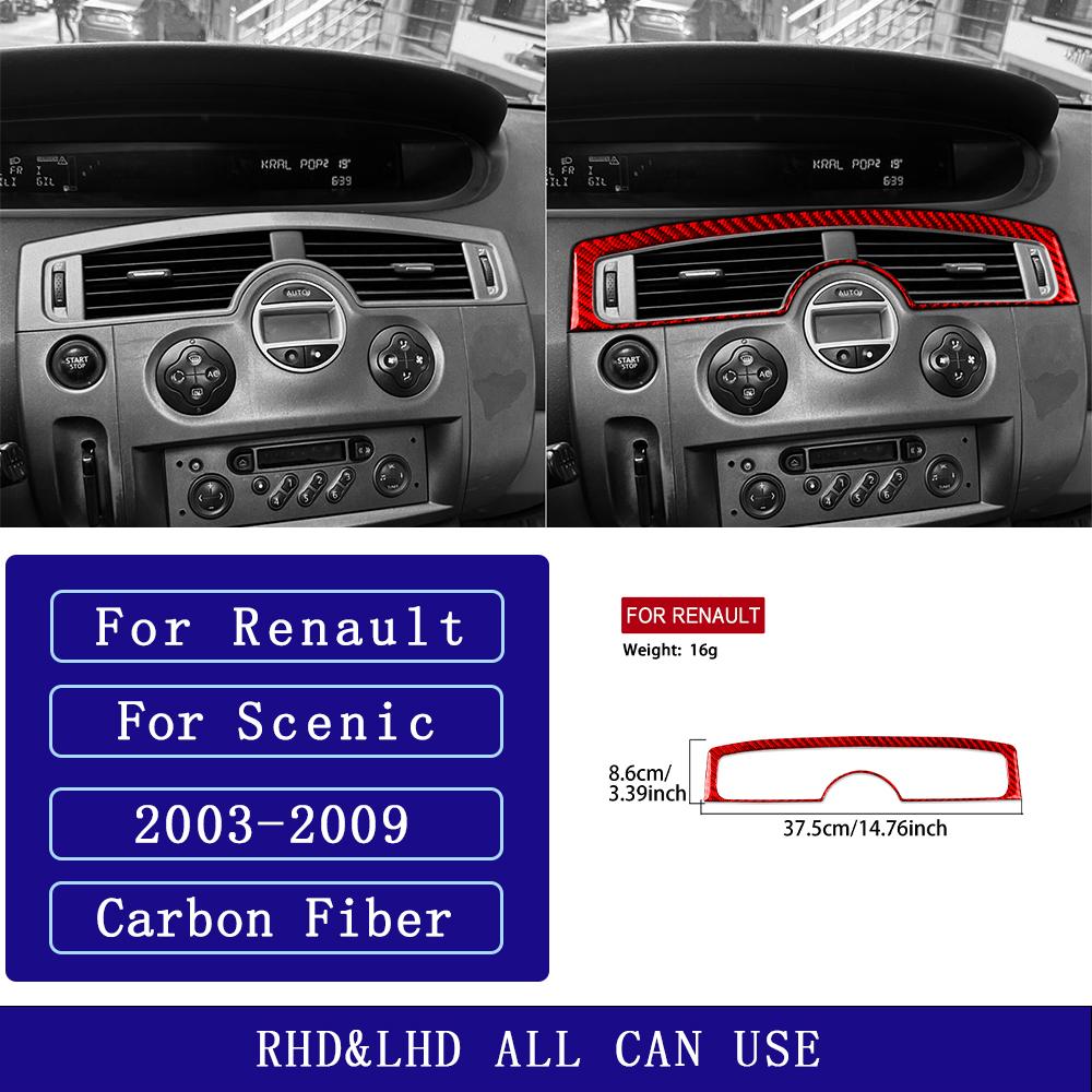 For Renault Scenic 2003-2009 Carbon Fiber Central Air Conditioning Vent Panel Cover Car Accessories Interior Decorative Stickers