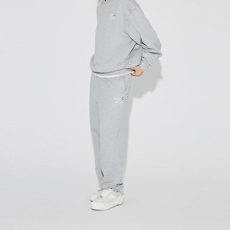 Li Ning Letter Print Cuffed Loose Knit Sports Pants Men Pants Flower-Gray AKLT677-3