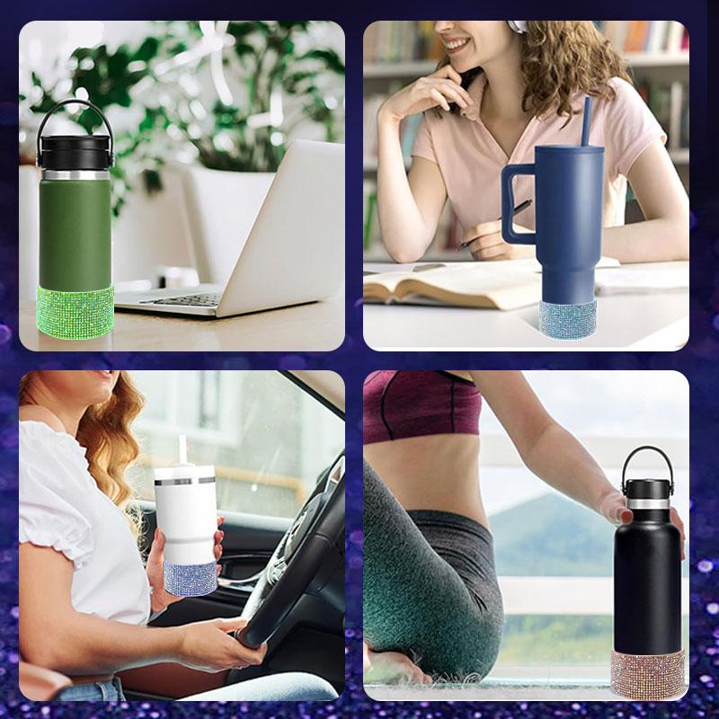 Rhinestone Protective Cover Diamond Anti-slip Cup Lid Bottom Cover Silicone Bottle Cap Cup Accessories Silicone Cup Cover Coaster