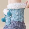 Meias de Chão de Pelúcia Tricotadas Meias de Lã Antiderrapantes Meias de Inverno Macias Listradas Femininas Casa