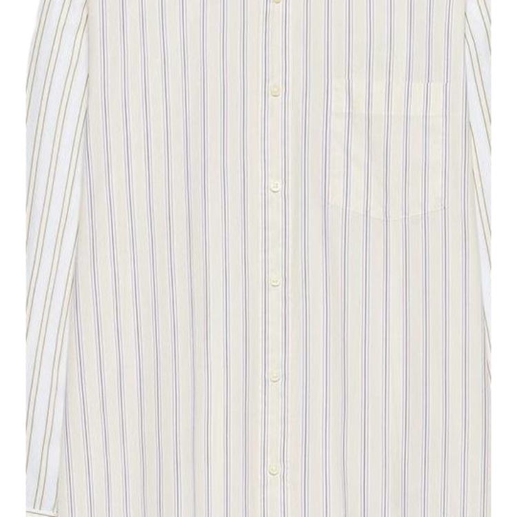 Uniqlo Striped Print Solid Color Loose Long Sleeve Shirt Men Shirts Light-Beige 460660-30