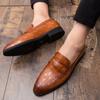 Foreign Trade Business Leather Shoes Men's Korean Version Large Size Stone Pattern Foot Cover Men's Shoes British Style Pointed Hair Stylist Loafers