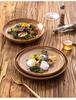 Nordic Style Wood-Fired Ceramic Dinner Plate - Retro Western Steak & Pasta Plate
