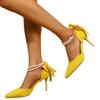 Fashion Luxury Pearl Bead Straps Pumps Women Sexy Pointed Toe Pumps Women Suede Big Bowknot Thin High Heels Shoes Woman 2025 Summer